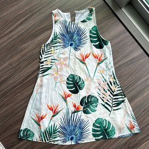 Tropical Shift Dress | White with flowers | Size Small